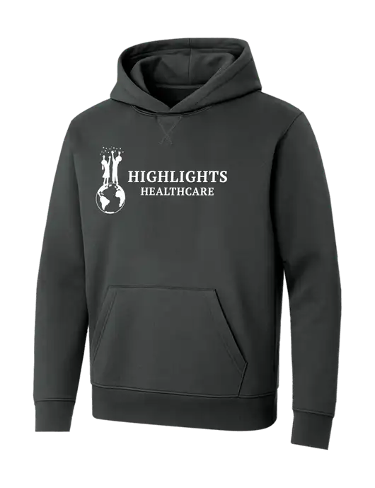 Allmade Charcoal Grey Organic French Terry Pullover Hoodie w/Highlights Healthcare Logo