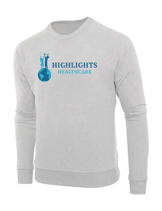 Allmade Granite Grey Heather Organic French Terry Crewneck Sweatshirt w/Highlights Healthcare Logo