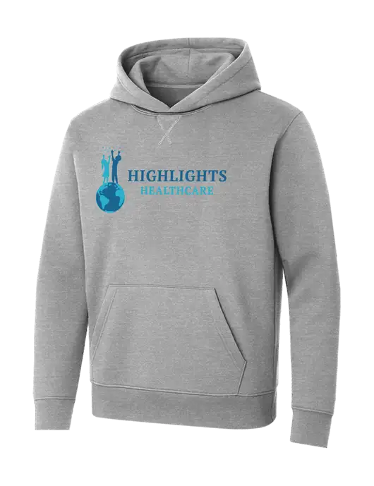 Allmade Granite Grey Heather Organic French Terry Pullover Hoodie w/Highlights Healthcare Logo