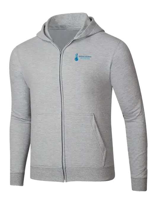 Light Grey Heather 8.5 oz Ring Spun Zip Hooded Sweatshirt w/Highlights Healthcare Logo