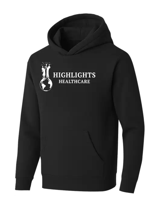 BELLA+CANVAS Black Sponge Fleece Pullover Hoodie w/Highlights Healthcare Logo
