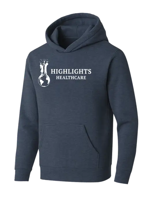 BELLA+CANVAS Heather Navy Sponge Fleece Pullover Hoodie w/Highlights Healthcare Logo