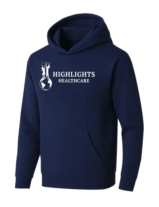 BELLA+CANVAS Navy Sponge Fleece Pullover Hoodie w/Highlights Healthcare Logo