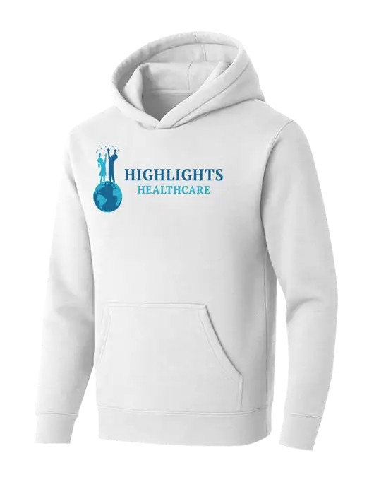 BELLA+CANVAS Heathered White Sponge Fleece Pullover Hoodie w/Highlights Healthcare Logo