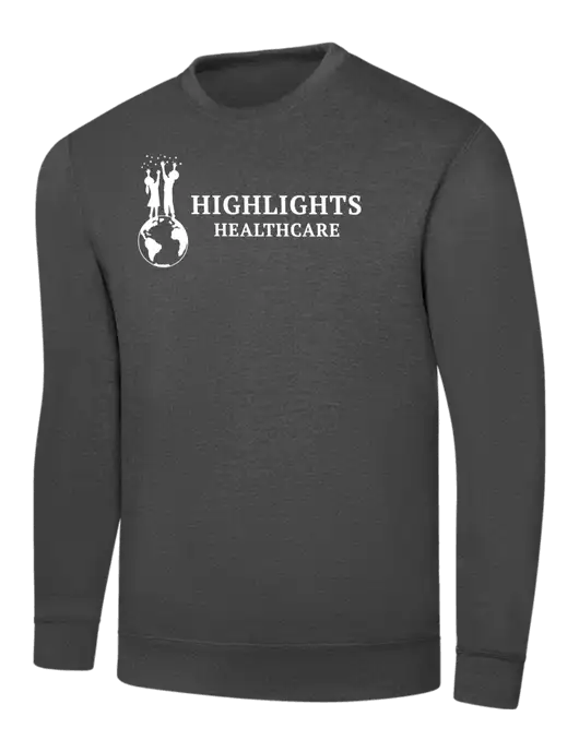 Charcoal 7.8 oz Ring Spun Crew Sweatshirt w/Highlights Healthcare Logo