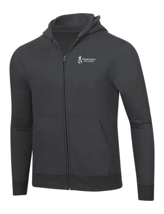 Charcoal 8.5 oz Ring Spun Zip Hooded Sweatshirt w/Highlights Healthcare Logo