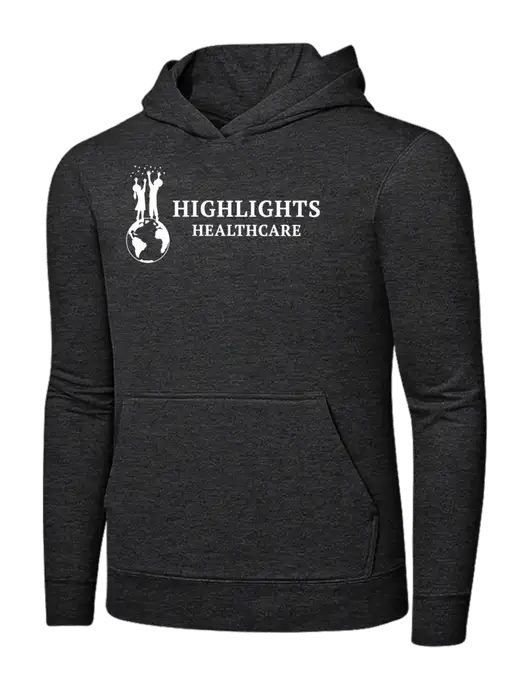 Dark Heather Grey 7.8 oz Ring Spun Hooded Sweatshirt w/Highlights Healthcare Logo
