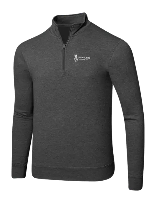 Dark Heather Grey 8.5 oz Ring Spun 1/4 Zip Pullover Sweatshirt w/Highlights Healthcare Logo