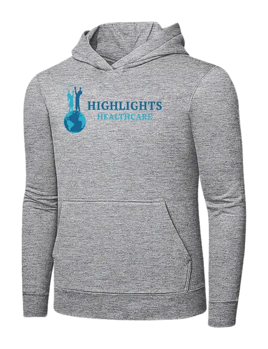 Light Grey Heather 7.8 oz Ring Spun Hooded Sweatshirt w/Highlights Healthcare Logo