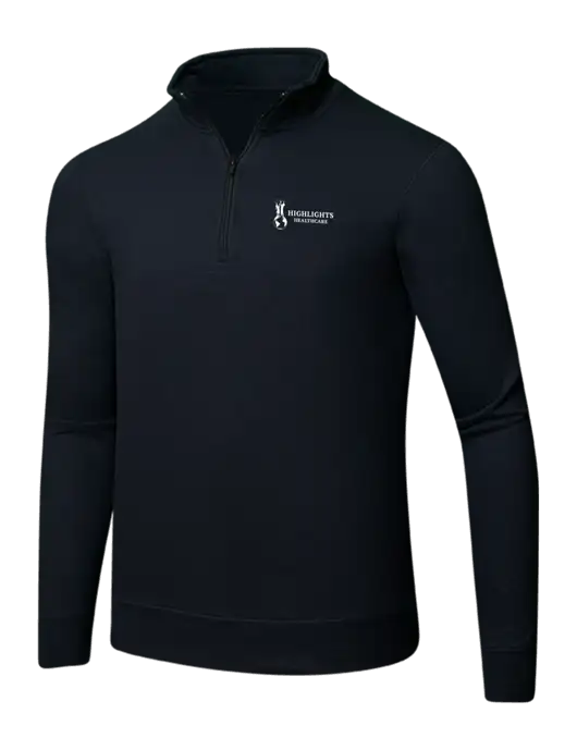 Jet Black 8.5 oz Ring Spun 1/4 Zip Pullover Sweatshirt w/Highlights Healthcare Logo