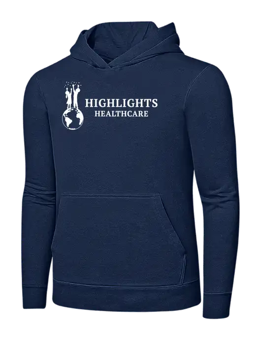 Navy 7.8 oz Ring Spun Hooded Sweatshirt w/Highlights Healthcare Logo