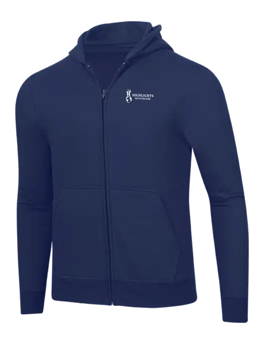 Navy 8.5 oz Ring Spun Zip Hooded Sweatshirt w/Highlights Healthcare Logo