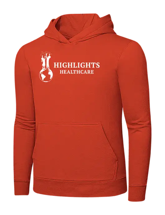 Orange 7.8 oz Ring Spun Hooded Sweatshirt w/Highlights Healthcare Logo