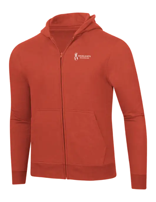Orange 8.5 oz Ring Spun Zip Hooded Sweatshirt w/Highlights Healthcare Logo