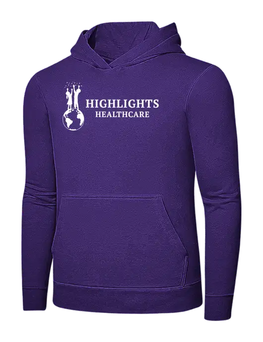 Purple 7.8 oz Ring Spun Hooded Sweatshirt w/Highlights Healthcare Logo