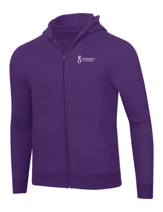Purple 8.5 oz Ring Spun Zip Hooded Sweatshirt w/Highlights Healthcare Logo