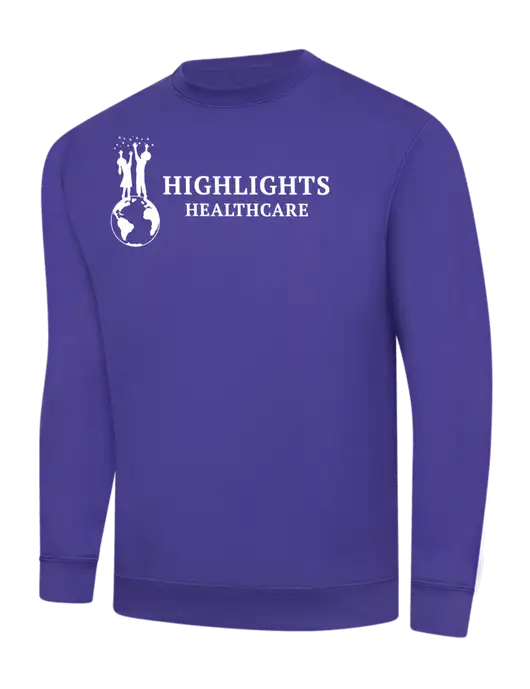 Purple 9 oz 50/50 Cotton/Poly Crew Sweatshirt w/Highlights Healthcare Logo
