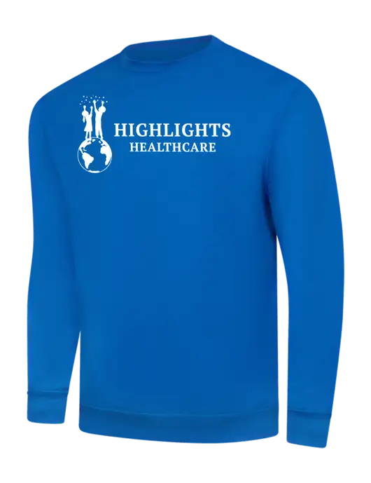 True Royal 9 oz 50/50 Cotton/Poly Crew Sweatshirt w/Highlights Healthcare Logo