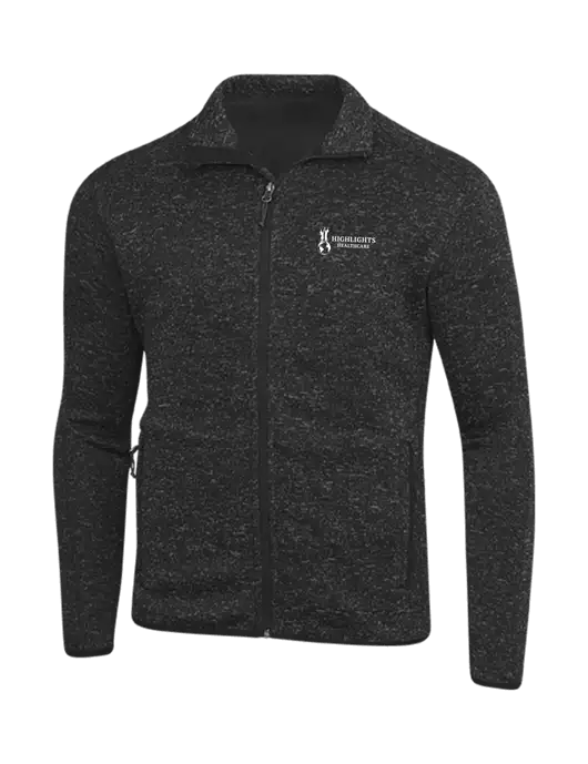 Black Heather Sweater Fleece Jacket w/Highlights Healthcare Logo