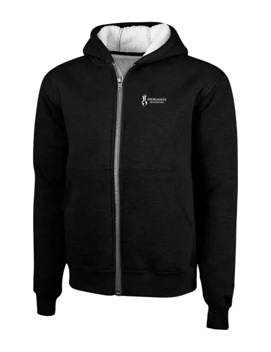 Cornerstone Black Heavyweight Sherpa Lined Hooded Fleece Jacket w/Highlights Healthcare Logo