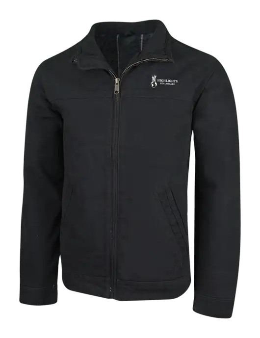 Cornerstone Black Washed Duck Cloth Flannel Lined Work Jacket w/Highlights Healthcare Logo