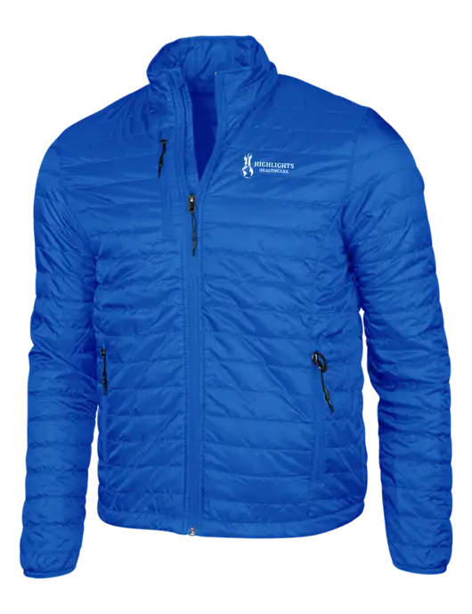Dark Royal Blue Puffy Packable Jacket w/Highlights Healthcare Logo