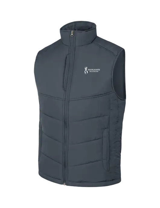 Dark Slate/Black Puffy Vest w/Highlights Healthcare Logo