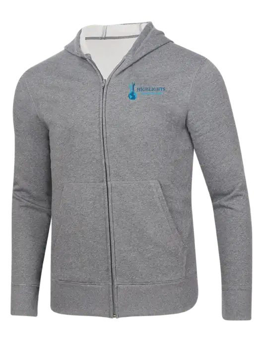 Full-Zip Medium Grey Heather Heavyweight Hooded Sweatshirt w/Highlights Healthcare Logo