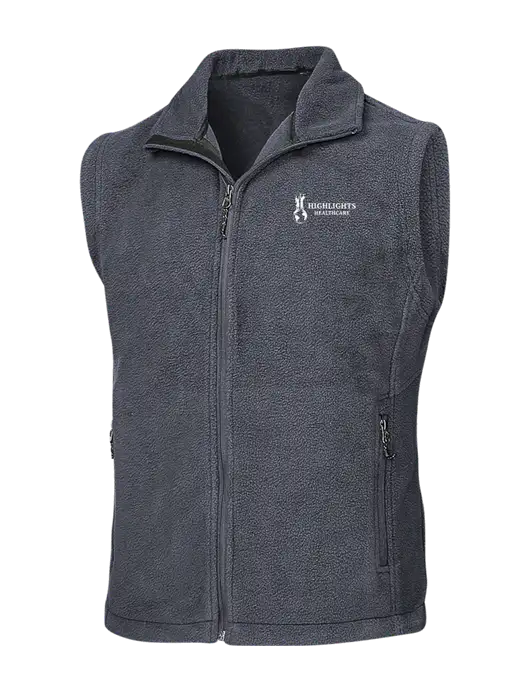 Dark Grey Fleece Vest w/Highlights Healthcare Logo