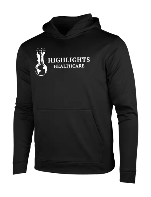 Black Fleece Sport-Wick Hooded Pullover w/Highlights Healthcare Logo