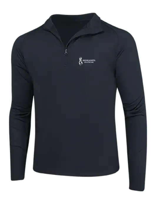 Black Sport Wick Stretch 1/4 Zip Pullover w/Highlights Healthcare Logo
