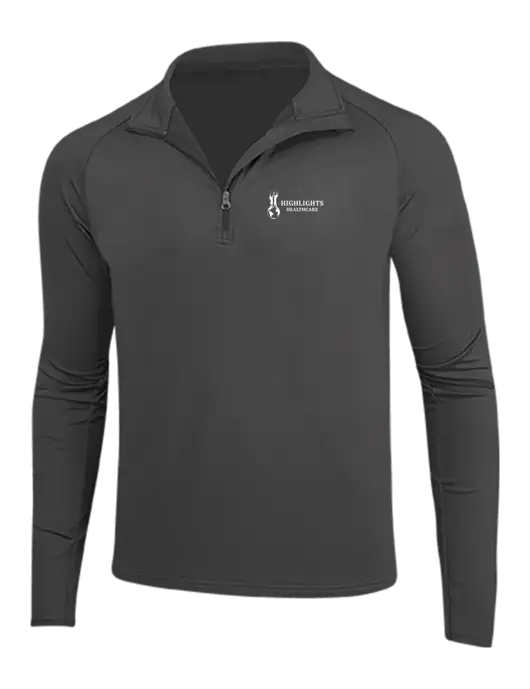 Charcoal Grey Sport Wick Stretch 1/4 Zip Pullover w/Highlights Healthcare Logo