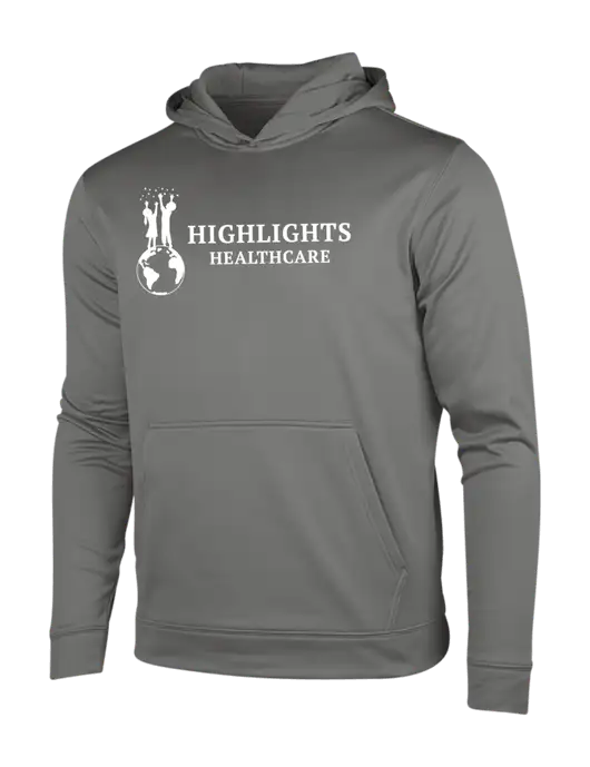 Dark Smoke Grey Sport-Wick Fleece Hooded Pullover w/Highlights Healthcare Logo