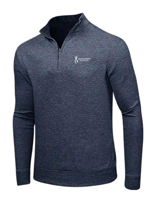 Estate Blue Heather/Charcoal Heather Interlock 1/4 Zip w/Highlights Healthcare Logo