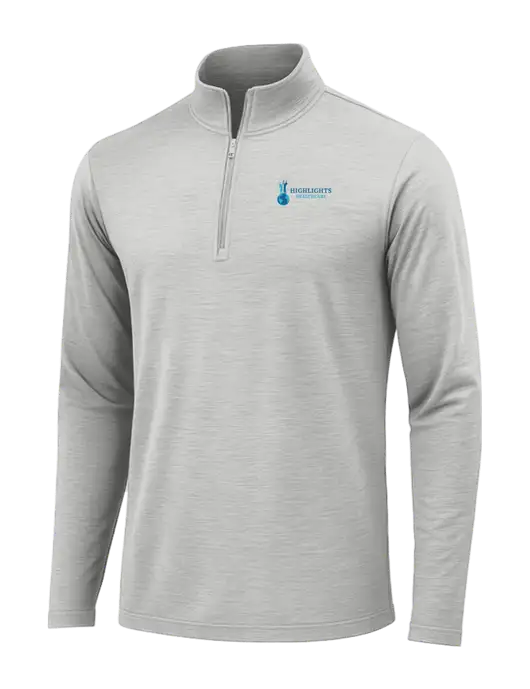 Light Grey Heather Posicharge Tri-Blend Wicking 1/4 Zip Pullover w/Highlights Healthcare Logo