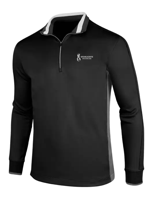 NIKE Black/Dark Grey/White Dry-Fit 1/2 Zip Cover-Up w/Highlights Healthcare Logo