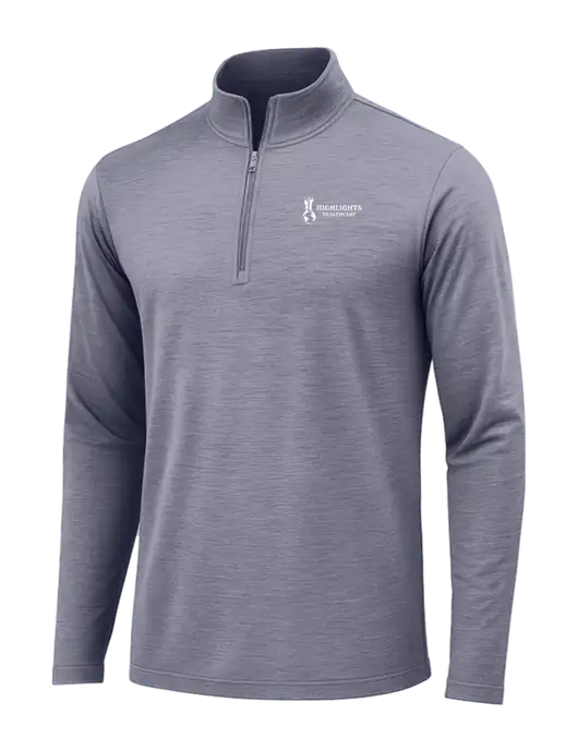 True Navy Heather Posicharge Tri-Blend Wicking 1/4 Zip Pullover w/Highlights Healthcare Logo