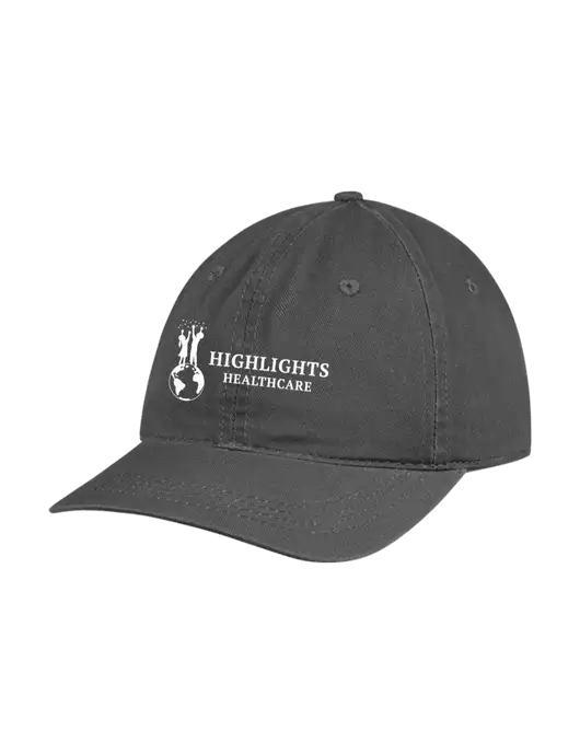 Garment Washed Unstructured Twill Charcoal Cap w/Highlights Healthcare Logo