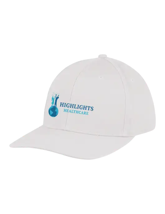 Premium Modern Structured Twill White Snapback Cap w/Highlights Healthcare Logo