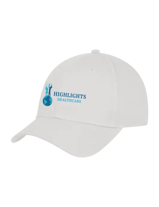 White Structured Cap Hook & Loop w/Highlights Healthcare Logo