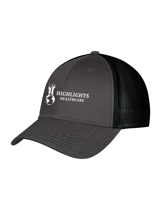 Charcoal & Black Mesh Trucker Cap Snap Back w/Highlights Healthcare Logo