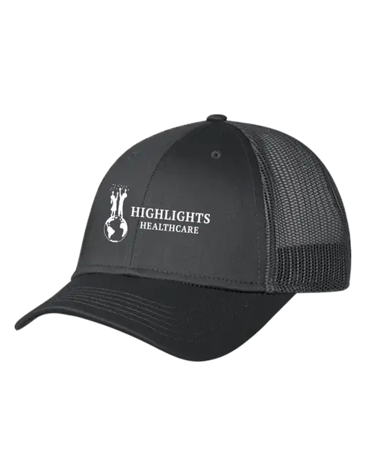 Charcoal Mesh Trucker Cap Snap Back w/Highlights Healthcare Logo