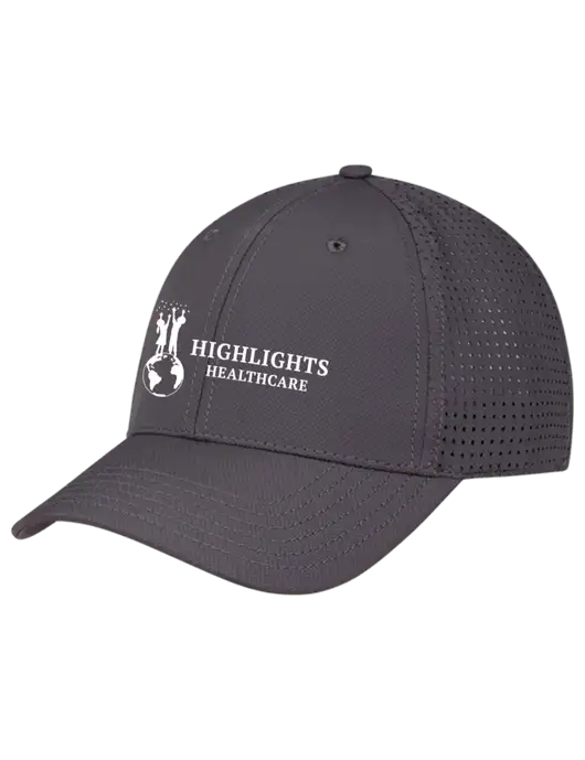 Charcoal Performance Stretchable Cap Hook & Loop w/Highlights Healthcare Logo