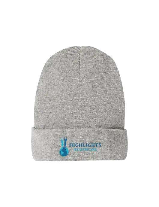 Recycled Light Heather Grey Beanie w/Highlights Healthcare Logo