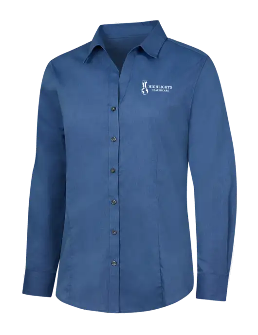 Light Navy Womens Crosshatch Easy Care Shirt w/Highlights Healthcare Logo