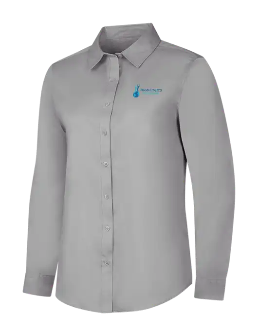 Light Grey Womens Long Sleeve Superpro React Twill Shirt w/Highlights Healthcare Logo