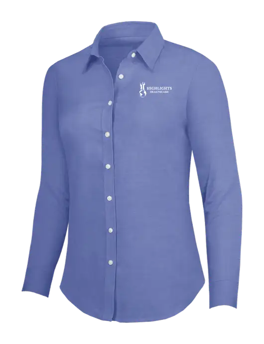 Navy Womens SuperPro Oxford Shirt w/Highlights Healthcare Logo