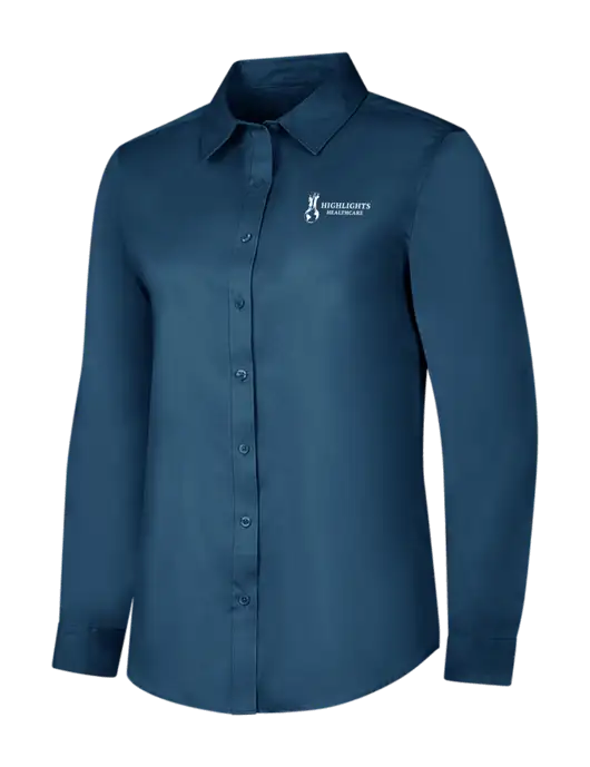 Light Navy Womens Long Sleeve Superpro React Twill Shirt w/Highlights Healthcare Logo