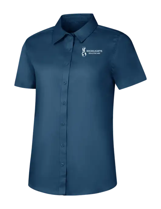 Womens Light Navy Short Sleeve Superpro React Twill Shirt w/Highlights Healthcare Logo