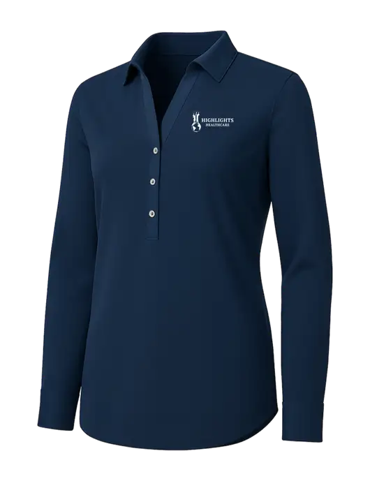 Womens Navy City Stretch Shirt w/Highlights Healthcare Logo